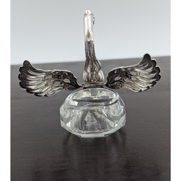 Sterling Silver & Crystal Swan Salt Pepper Cellar Articulated Raimond W. Germany - Picture 7 of 15